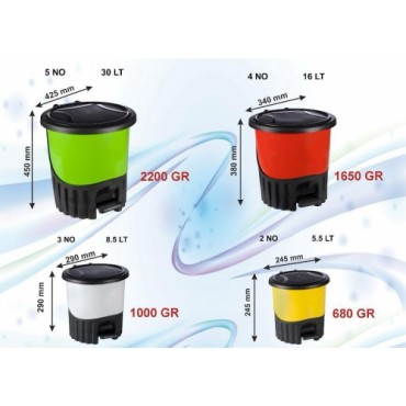 Мусорная корзина 4 размеров с пресс-формой для педали